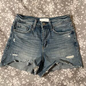 Trendy Blue Distressed Jean Shorts